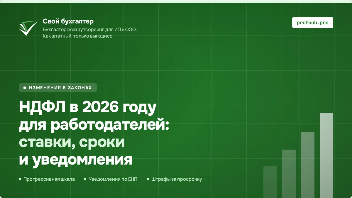 НДФЛ в&nbsp;2026&nbsp;году для&nbsp;работодателей: ставки, сроки и&nbsp;уведомления
